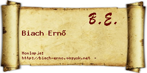 Biach Ernő névjegykártya